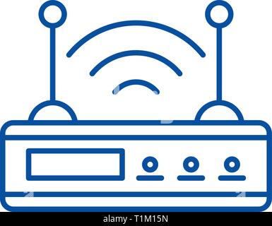 Wi-fi-Router Symbol Leitung Konzept. Wi-fi-Router flachbild Vektor Symbol, Zeichen, umriss Abbildung. Stock Vektor