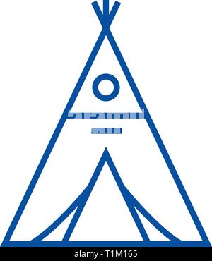 Wigwam Symbol Leitung Konzept. Wigwam flachbild Vektor Symbol, Zeichen, umriss Abbildung. Stock Vektor