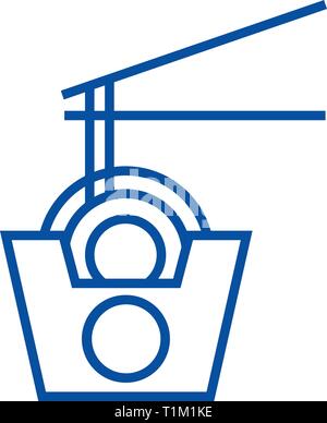 Wok Nudeln, Symbol Leitung Konzept. Wok Nudeln, Flachbild vektor Symbol, Zeichen, umriss Abbildung. Stock Vektor