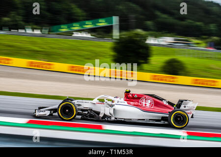 Spielberg/Österreich - 06/29/2018 - #16 Charles Leclerc (MCO) in seinem Alfa Romeo Sauber C 37 während des RP1 vor dem Grand Prix von Österreich 2018 im Red Bu Stockfoto