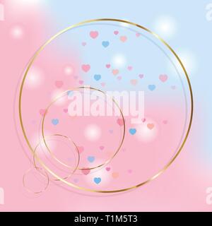 Rosa und Blau vector Hintergrund mit Gold Ringe. Moderne abstrakte Abbildung mit Steigung. Ein komplett neues Design für Ihr Business. Stock Vektor