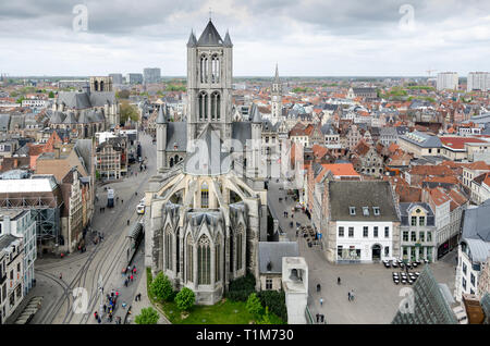 Gent, Belgien - 16 April 2017: Kirche St. Nikolaus in Gent, Belgien Stockfoto