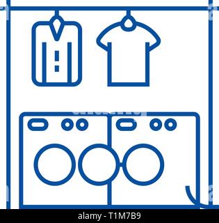 Wäscheservice, Waschhaus Symbol Leitung Konzept. Wäscheservice, Waschhaus, Flachbild vektor Symbol, Zeichen, umriss Abbildung. Stock Vektor