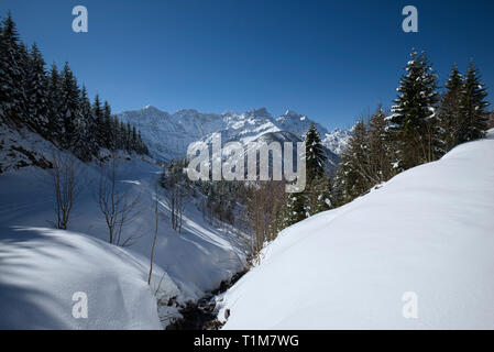 Verschneite Landschaft im Karwendelgebirge, Tirol, Österreich Stockfoto