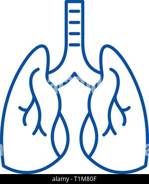 Lungen Symbol Leitung Konzept. Lungen flachbild Vektor Symbol, Zeichen, umriss Abbildung. Stock Vektor