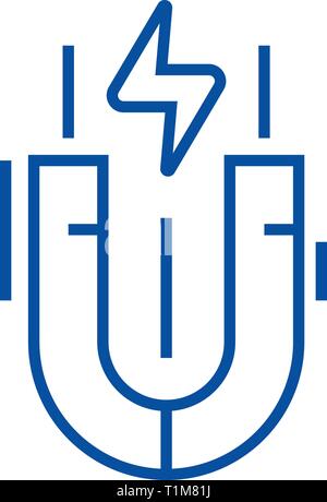 Magnet Symbol Leitung Konzept. Magnet flachbild Vektor Symbol, Zeichen, umriss Abbildung. Stock Vektor