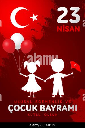 23. Nisan cocuk baryrami. Übersetzung: Türkisch 23. April Tag der Kinder. Stock Vektor