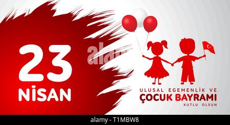 23. Nisan cocuk baryrami. Übersetzung: Türkisch 23. April Tag der Kinder. Stock Vektor
