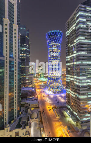 DOHA, Katar - 4. JUNI 2014: Luftaufnahme von Gebäuden in Westbay Doha Qatar. Stockfoto