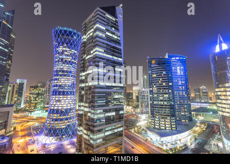 DOHA, Katar - 4. JUNI 2014: Luftaufnahme von Westbay Gebäude in Doha, Katar. Stockfoto