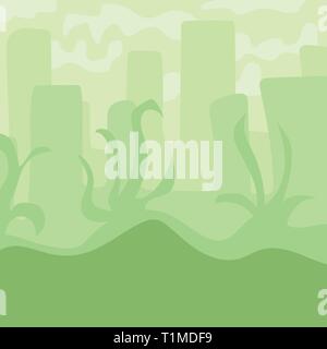 Cartoon Landschaft für Game Design, weiche Natur Hintergrund - grüne Stadt Stock Vektor