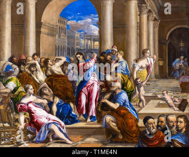 El Greco, Christus Fahren die Geldwechsler aus dem Tempel, Malerei, C. 1570-1571 Stockfoto