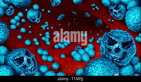 Resistente Bakterien und superbug Organismus oder MRSA medizinischen Konzept und antimikrobielle oder Antibiotika medizin Widerstand Gesundheit Risiko. Stockfoto