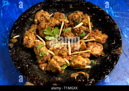 Scharfe indische Huhn Tawa Fry Stockfoto