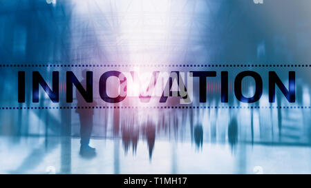 Double Exposure innovation Tex. Wirtschaft und Technologie Konzept. Stockfoto