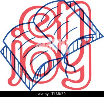 Hand Symbol Buch öffnen in doodle Stil zeichnen für Ihr Design mit Schriftzug Stock Vektor