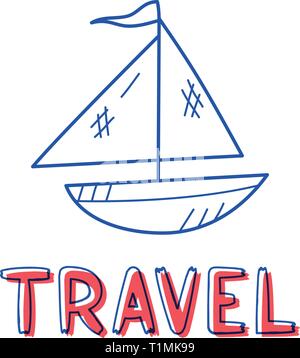 Hand zeichnen Boot Symbol in doodle Style für Ihr Design mit Schriftzug. Stock Vektor