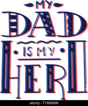 Papa super hero doodle Zitat in handschriftlichen Stil. Schriftzug Liebe Papa phrase Stock Vektor