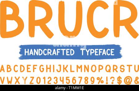 Bold Bürste sans serif Font. Vektor hand künstlerische Alphabet gezeichnet. Retro Typografie. Vector Illustration. Stock Vektor