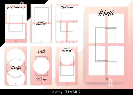 Satz 7 Helle editierbare Vorlagen für Geschichten und Bächen. Trendige mode Farbe. Vector Illustration Stock Vektor
