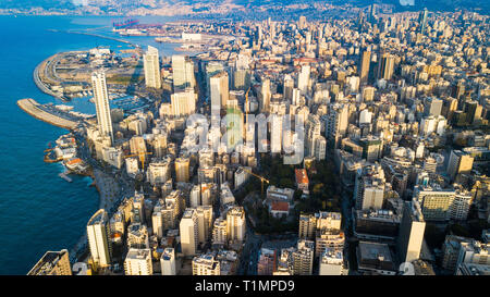 Die Antenne auf die Skyline, Beirut, Libanon Stockfoto