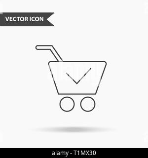 Modern und einfach Vector Illustration von Einkaufswagen Symbol. Flaches Bild mit dünnen Linien zur Anwendung, Interface, Presentation, Infografiken auf ISO Stock Vektor