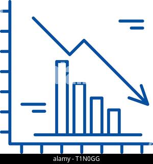 Fallende Märkte Symbol Leitung Konzept. Fallende Märkte flachbild Vektor Symbol, Zeichen, umriss Abbildung. Stock Vektor