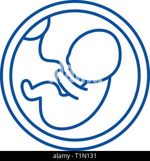 Fetus im Mutterleib Symbol Leitung Konzept. Fetus im Mutterleib flachbild Vektor Symbol, Zeichen, umriss Abbildung. Stock Vektor