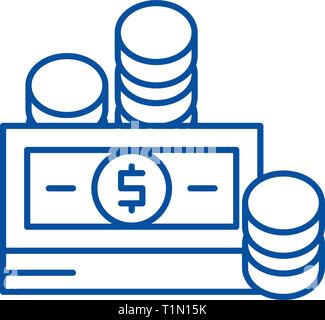 Finanzielle Beiträge Symbol Leitung Konzept. Finanzielle Beiträge flachbild Vektor Symbol, Zeichen, umriss Abbildung. Stock Vektor