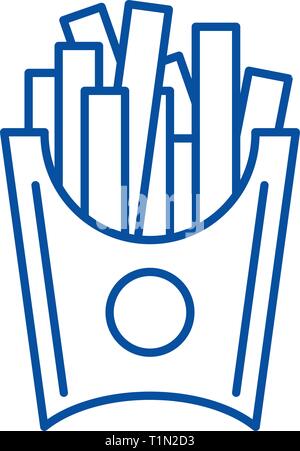 Pommes frites Symbol Leitung Konzept. Pommes frites Flachbild vektor Symbol, Zeichen, umriss Abbildung. Stock Vektor
