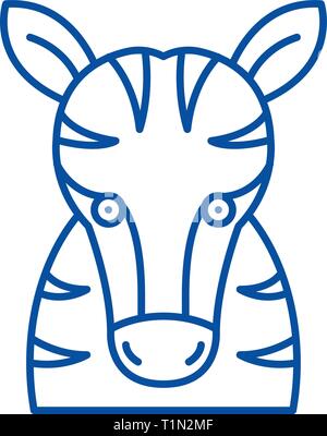 Lustige zebra Symbol Leitung Konzept. Lustige zebra Flachbild vektor Symbol, Zeichen, umriss Abbildung. Stock Vektor