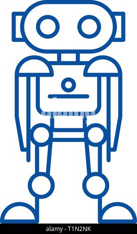 Zukunft Roboter Symbol Leitung Konzept. Zukunft Roboter flachbild Vektor Symbol, Zeichen, umriss Abbildung. Stock Vektor