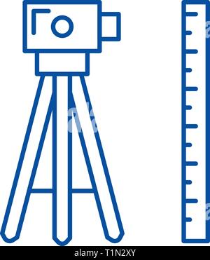 Geodäsie Symbol Leitung Konzept. Geodäsie flachbild Vektor Symbol, Zeichen, umriss Abbildung. Stock Vektor