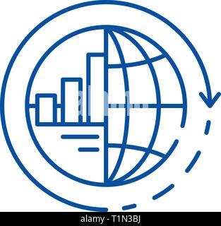 Globale Integration Symbol Leitung Konzept. Globale Integration flachbild Vektor Symbol, Zeichen, umriss Abbildung. Stock Vektor