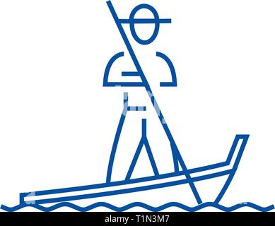 Gondel, Venedig Symbol Leitung Konzept. Gondel, Venedig flachbild Vektor Symbol, Zeichen, umriss Abbildung. Stock Vektor