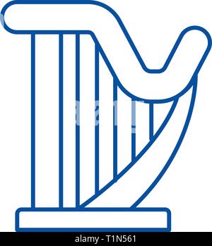 Harfe Symbol Leitung Konzept. Harfe flachbild Vektor Symbol, Zeichen, umriss Abbildung. Stock Vektor