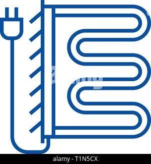Beheizten Handtuchtrockner Symbol Leitung Konzept. Beheizten Handtuchtrockner flachbild Vektor Symbol, Zeichen, umriss Abbildung. Stock Vektor