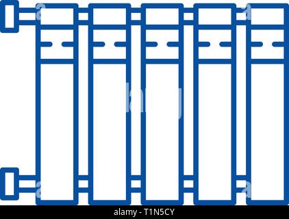 Heizung Batterie Symbol Leitung Konzept. Heizung Batterie vektor Symbol, Zeichen, umriss Abbildung. Stock Vektor