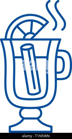 Hausgemachten Glühwein Symbol Leitung Konzept. Hausgemachten Glühwein flachbild Vektor Symbol, Zeichen, umriss Abbildung. Stock Vektor