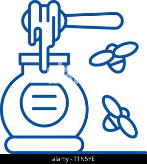 Honig und Bienen Symbol Leitung Konzept. Honig und Bienen flachbild Vektor Symbol, Zeichen, umriss Abbildung. Stock Vektor