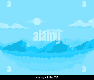 Monochrome Landschaft mit Bergen Stock Vektor