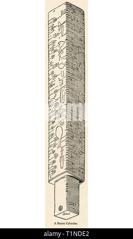 Eine Sächsische Kalender, Illustration von John's Cassell Illustrated Geschichte Englands, Bd. I aus der frühesten Periode der Herrschaft von Edward der Vierten, Cassell, Petter und Galpin, 1857 Stockfoto