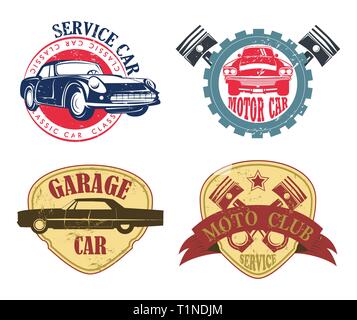 Auto Reparatur oder Service logo, Garage und Motor Symbol Stock Vektor