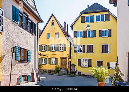 Alte Häuser in Staufen, Süddeutschland, Alte Häuser in Staufen, Baden-Württemberg Stockfoto