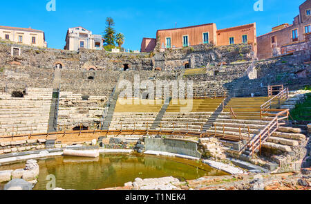 Alte Römische Theater in Catania, Sizilien, Italien Stockfoto