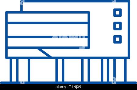 Manufacturing Factory Line Symbol Konzept. Fertigung Werk flachbild Vektor Symbol, Zeichen, umriss Abbildung. Stock Vektor