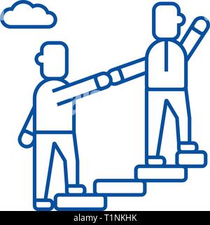 Mentor, Unterstützung, Mentoring, wenn das Ziel Symbol Leitung Konzept. Mentor, Unterstützung, Mentoring, wenn das Ziel flachbild Vektor Symbol, Zeichen, umriss Abbildung. Stock Vektor