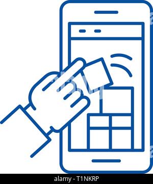 Mobile Game Symbol Leitung Konzept. Mobile Game flachbild Vektor Symbol, Zeichen, umriss Abbildung. Stock Vektor