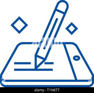 Mobile Signature Line Symbol Konzept. Mobile Signatur flachbild Vektor Symbol, Zeichen, umriss Abbildung. Stock Vektor