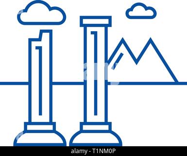 Denkmäler der Ruinen Symbol Leitung Konzept. Denkmäler der Ruinen flachbild Vektor Symbol, Zeichen, umriss Abbildung. Stock Vektor